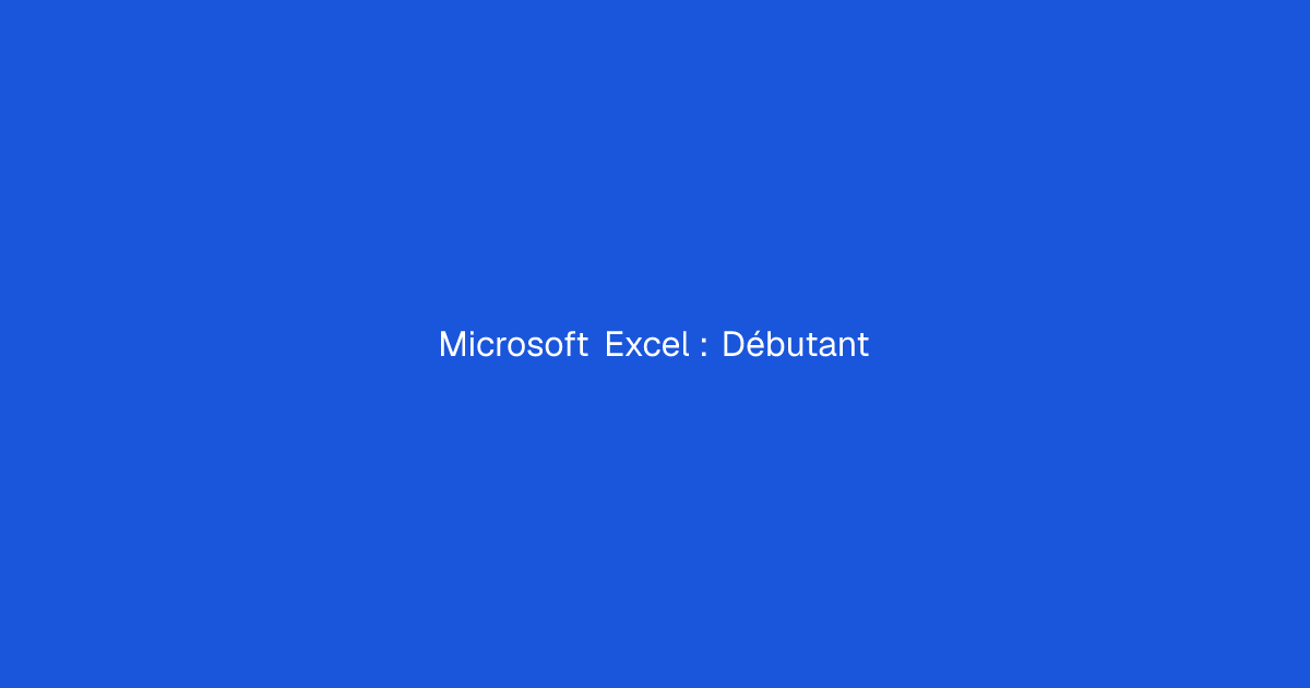Microsoft Excel : Débutant — Syscolia